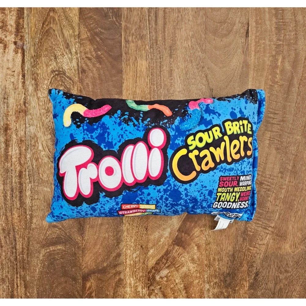 Trolli Sour Brite Crawlers Throw Pillow W/ Mini Plush Worm Pieces Inside